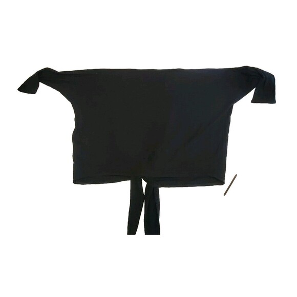 NWOT Hackwith Design House Women's XS Wrap Cardigan Black Ribbed Boho Minimal - Picture 2 of 5
